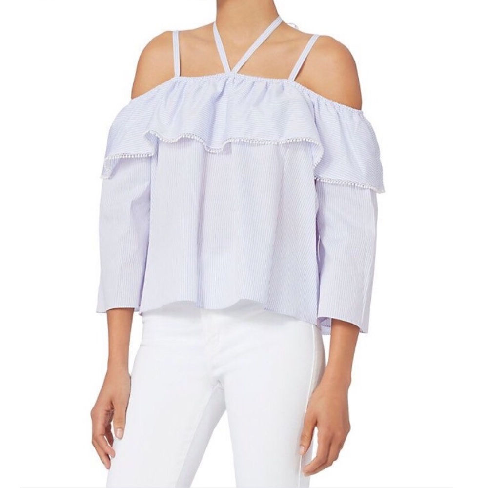 New Jonathan Simkhai Stripe Cold Shoulder Top